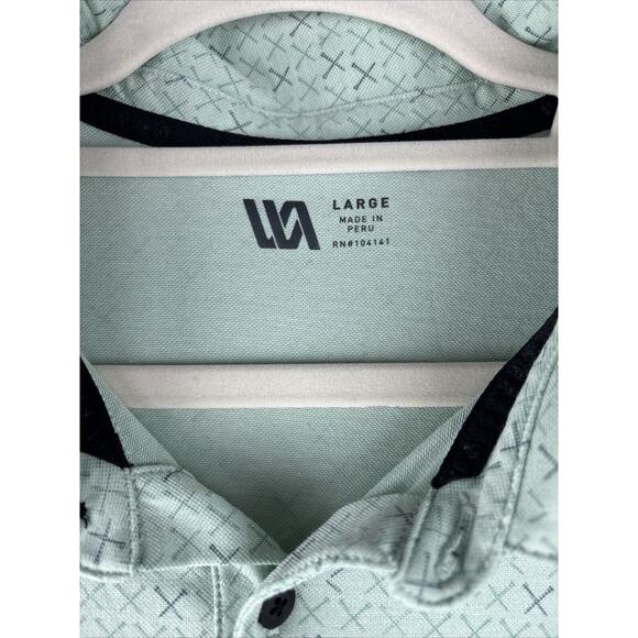 VRST Men's Broken Tees Print Polo Muted Mint Short Sleeve Large - Picture 2 of 9